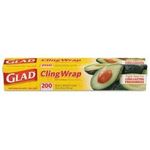 Glad Cling Wrap Plastic Wrap 200 Square Foot Roll Clear