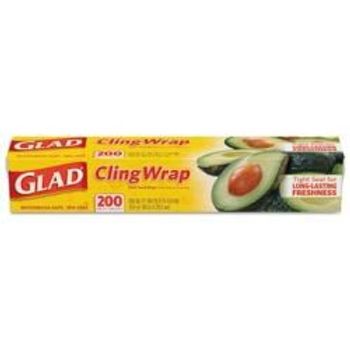 Glad Cling Wrap Plastic Wrap 200 Square Foot Roll Clear