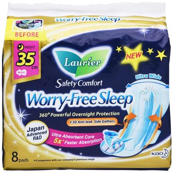 Laurier Worryfree Sleep Gathers Night Pads 35cm