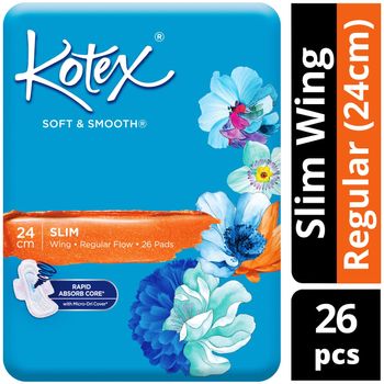 Kotex Soft Smooth Slim Wing Pads Regular 24cm