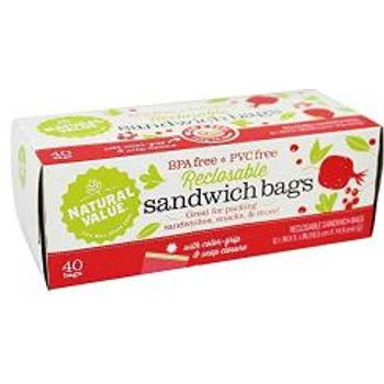 Natural Value Bpa And Pvc Reclosable Sandwich Bags 40 Bags