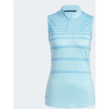 Adidas Women Golf Herringbone Stripe Sleeveless Polo Shirt