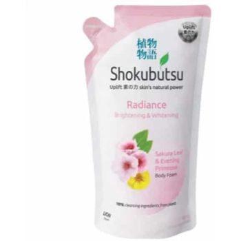 Shokubutsu Radiance Brightening & Whitening Body Foam Sakura Leaf Refill 600ml