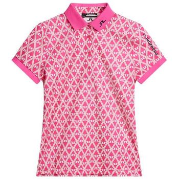 J. Lindeberg Tour Tech Print Polo S Geo Fuchsia Purple