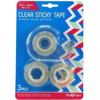 Pen2Paper Sticky Tape With Dispenser 3 Rolls 180g
