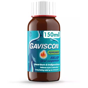 Gaviscon Liquid Instant Relief From Heartburn Indigestion And Acid Reflux Peppermint Flavour 150ml