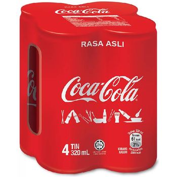 Coca Cola Original Less Sugar 4 Packs x 320ml