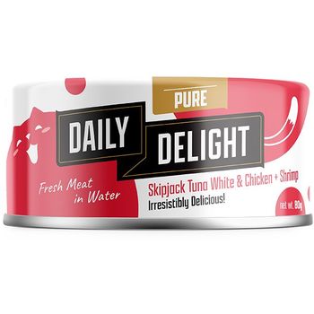 Daily Delight Pure Tuna with Shrimp Cat Wet Food 80g (24 cans) - TNR Project Sg