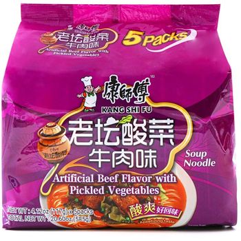 Kang Shi Fu Instant Noodle - Pickled Vegetables Beef (5 x 117g)