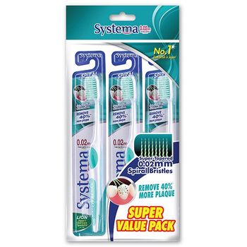 Systema Toothbrush Super Value Pack 3's Full Head 