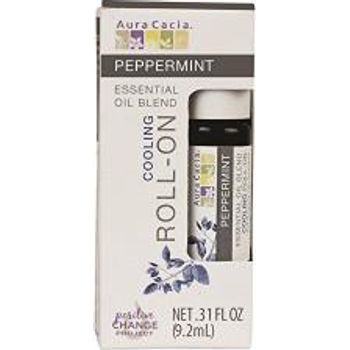 Aura Cacia Roll-On Essential Oil Blend Peppermint 0.31 Ounce
