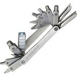 Swiss+Tech Folding Multi-tool With Screwdrivers And Wrenches Stainless Steel Construction Polished Finish Led Flashlight Pry Bar