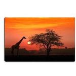 Viubgcps Canvas Print Pictures Wall Art Painting African Giraffe At Sunrise Fantastic Stock Pictures Royalty Framed Stretched Posters Ready To Hang Home Decor Artworks 20x32inch
