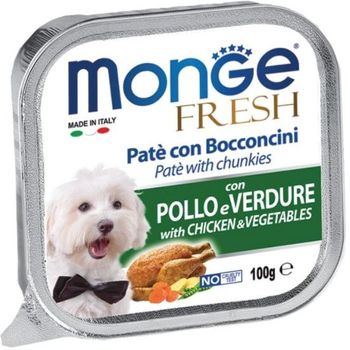 Monge Fresh Chicken And Vegetables Pate with Chunkies Tray Dog Food 100g