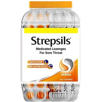 Strepsils Medicated Lozenges For Sore Throat Quick Action Long Lasting Relief Orange 224pcs