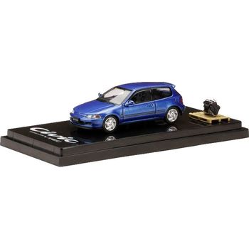 Hobby Japan Honda Civic EG6 SiR II / Captiva Blue Pearl W/Engine Display Model Diecast Car