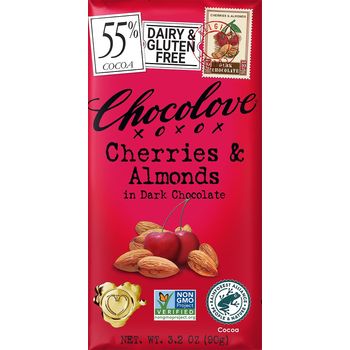 Chocolove Chocolate Cherries And Almond In Dark Chocolate 90g