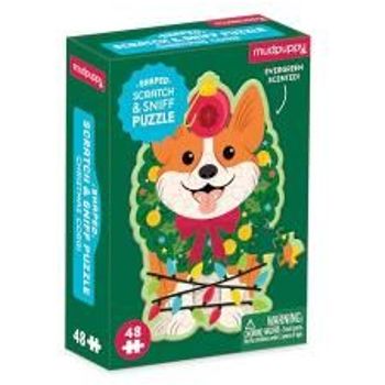 Mudpuppy 48 Piece Scratch And Sniff Shaped Mini Puzzle Christmas Corgi
