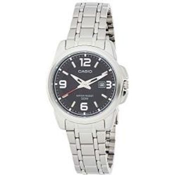 Casio Women's Ltp1314d-1av Silver Stainless-steel Quartz Watch With Black Dial