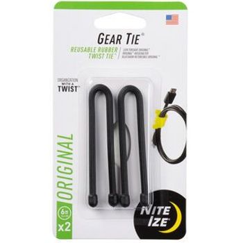 Nite Ize Gear Tie Reusable Rubber Twist Tie 6In 2Pk Black