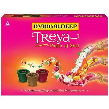 Mangaldeep Treya Power of 3 In 1 Sambrani Cups 9pcs