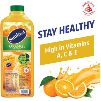 Sunkist Fruit Bottle Juice Orange No Sugar Added