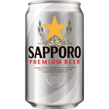 Sapporo Premium Draft Beer Can 330ml 5% Abv