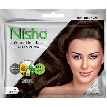 Nisha Creme Hair Colour Dark Brown 20ml Plus 20g
