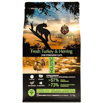 Ambrosia Adult Sterilised Cat Fresh Turkey And Herring 1.5kg