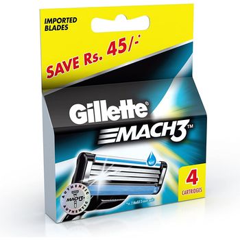 Gillette Mach 3 Razor Blades Pack of 4 Cartridges