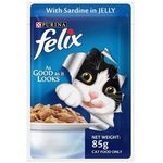 Purina Felix As Good As It Looks Wet Cat Food - Sardine In Jelly For Adults, 85 g 