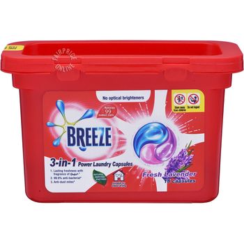 Breeze 3in1 Power Laundry Capsules Fresh Lavender 270g