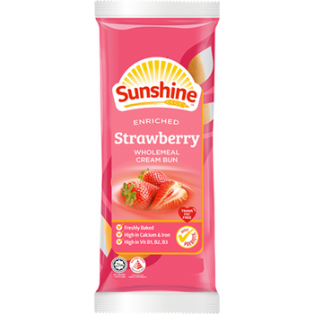 Sunshine Enriched Strawberry Wholemeal Cream Bun 65g