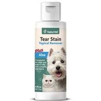 Naturvet Tear Stain Topical Remover Plus Aloe 4oz Eliminates Unsightly Tear Saliva Stains Gentle Waterbased Formula For Dogs Cats