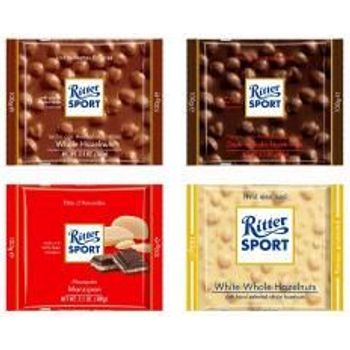 Ritter Sport Mix Milk White And Dark Chocolate Bars With Whole Hazelnuts And Marzipan