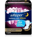 Whisper Cottony Soft Overnight 6 Sachets 40cm