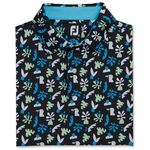 FootJoy Jungle Leaf Print Lisle Self Collar 82065 Black / White / Pool