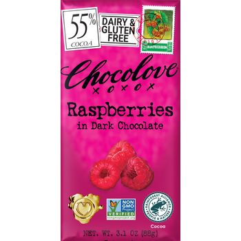 Chocolove Raspberry Dark Chocolate Bar 88g