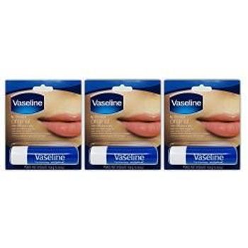 Vaseline Lip Therapy Original Lip Balm With Petroleum Jelly For Providing Your Lips With Ultimate Hydration And Essential Moisture To Treat Chapped Dry Peeling Or Cracked Lips 0.16oz 3 Pack