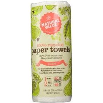 Natural Value 100% Recycled Paper Towels 80 2-ply Sheets