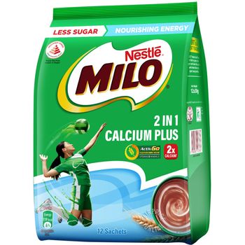 Nestle Milo 2 In 1 Instant Chocolate Malt Calcium Enriched 12 x 30g