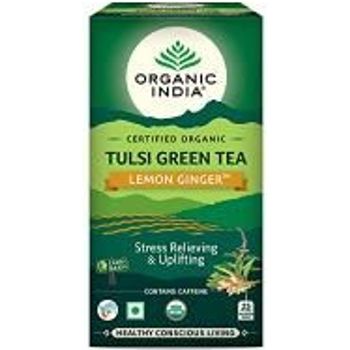 Organic India Tulsi Green 25 Tea Bags Lemon Ginger