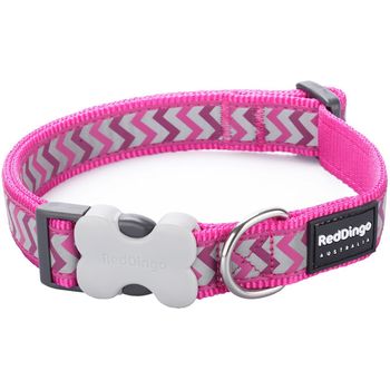 Red Dingo Dog Collar Reflective Ziggy Hot Pink