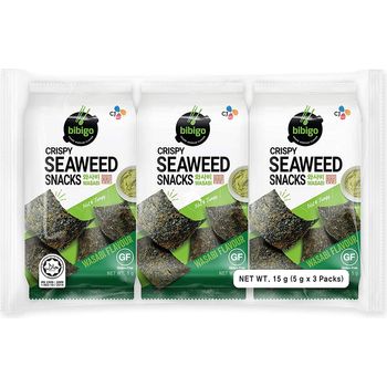 Cj Bibigo Crispy Seaweed Snacks Wasabi Flavour Pack Of 100g