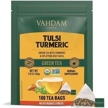 Vahdam India Tulsi Turmeric Green Tea 100 Tea Bags
