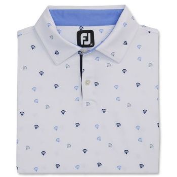 FootJoy Parachute Print Lisle Self Collar White / Blue Violet / Navy