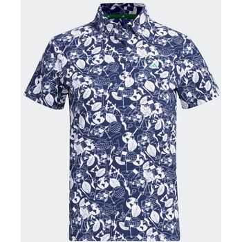 Adidas Ladies Golf Play Green Soccer Print Short Sleeve Button Down Shirt