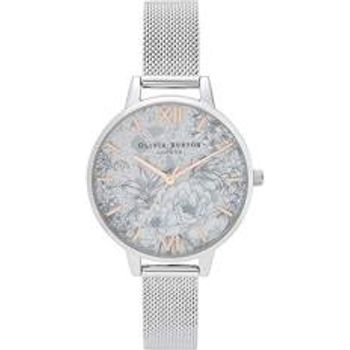 Olivia Burton Women's Stainless Steel Quartz Watch With Plastic Strap Silver 12 model Ob16tz06