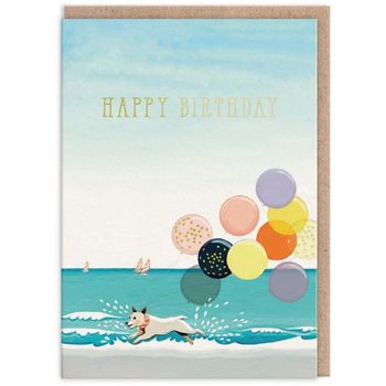 Ohh Deer Happy Birthday Dog And Balloons Greeting Card