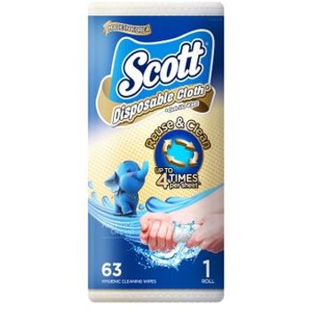 Scott Disposable Cloth Like Wipes 63 Per Pack 310g